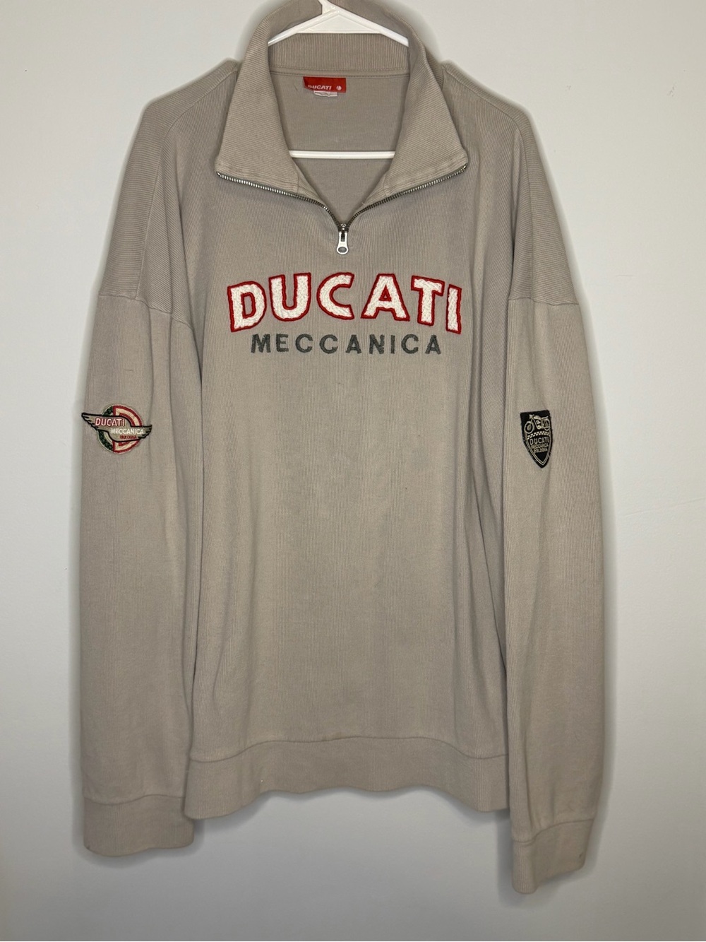 Ducati Meccanica Men's Quarter-Zip Sweater - Taupe